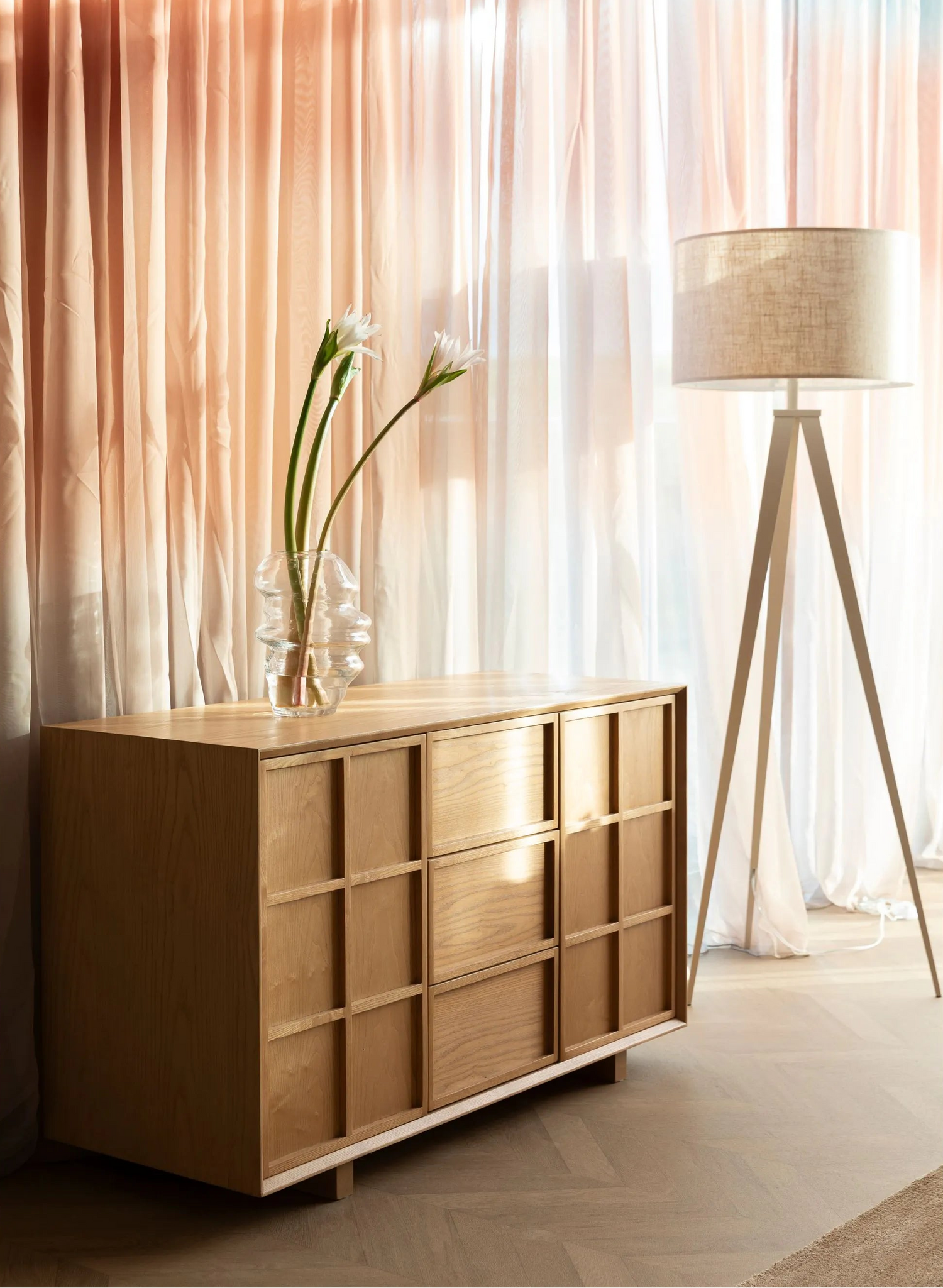 Raster Ash Wood Sideboard - High