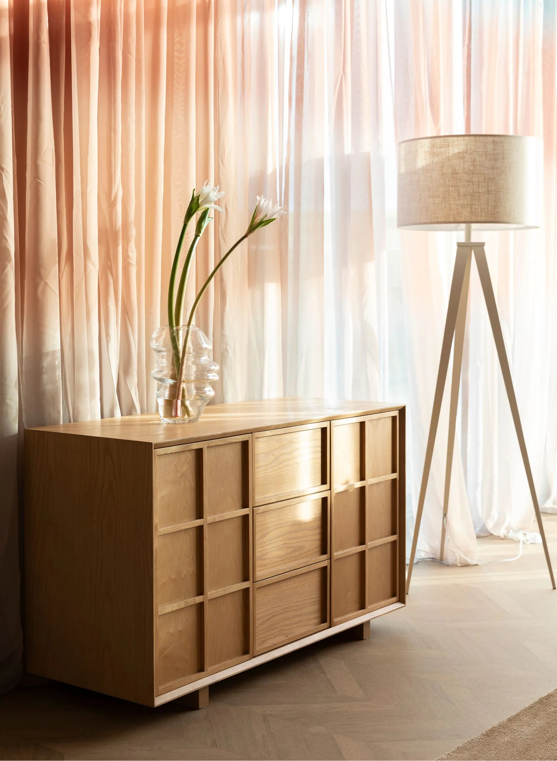 Raster Ash Wood Sideboard - High