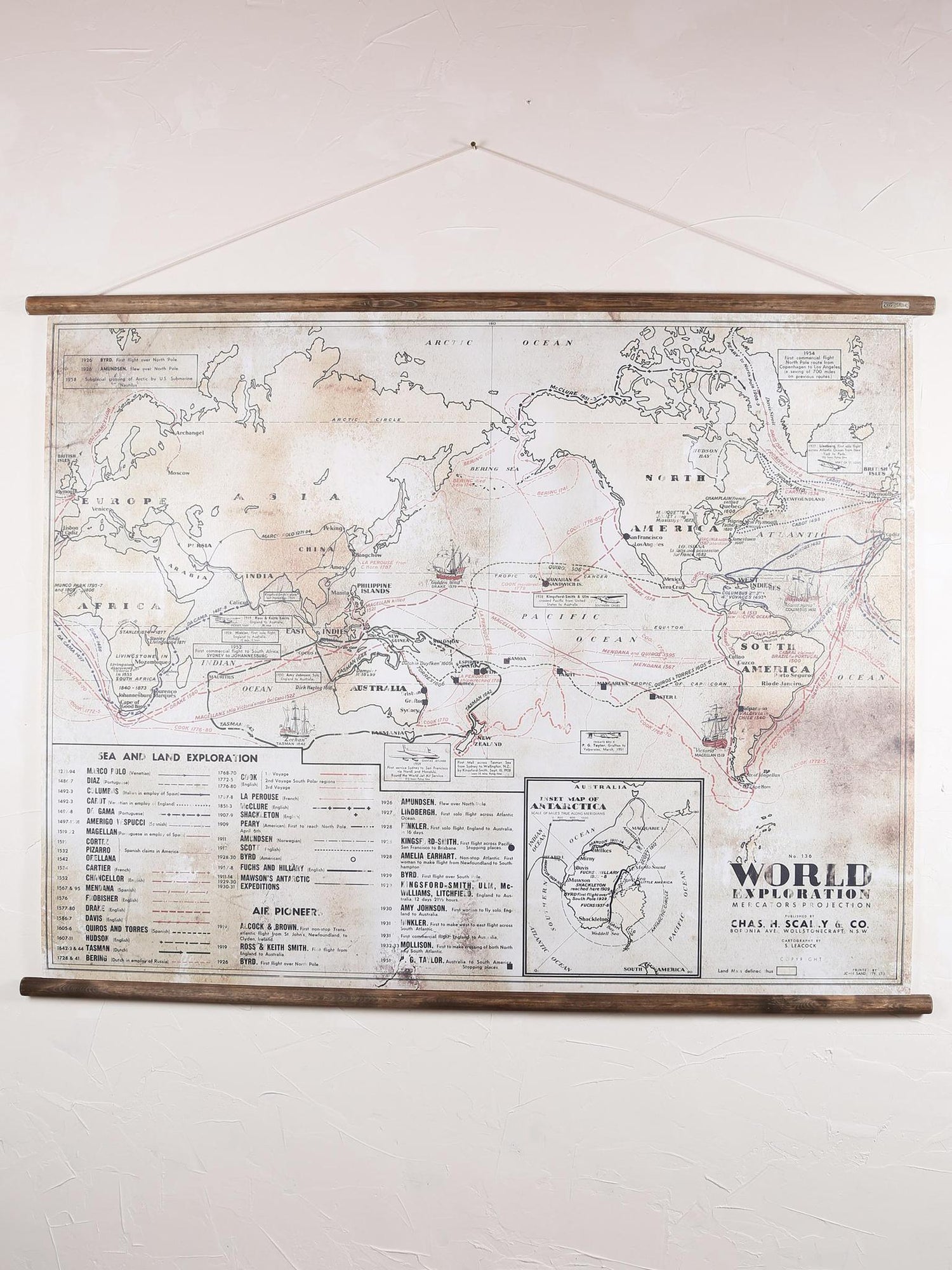 Wall Hanging World Exploration Map - Large