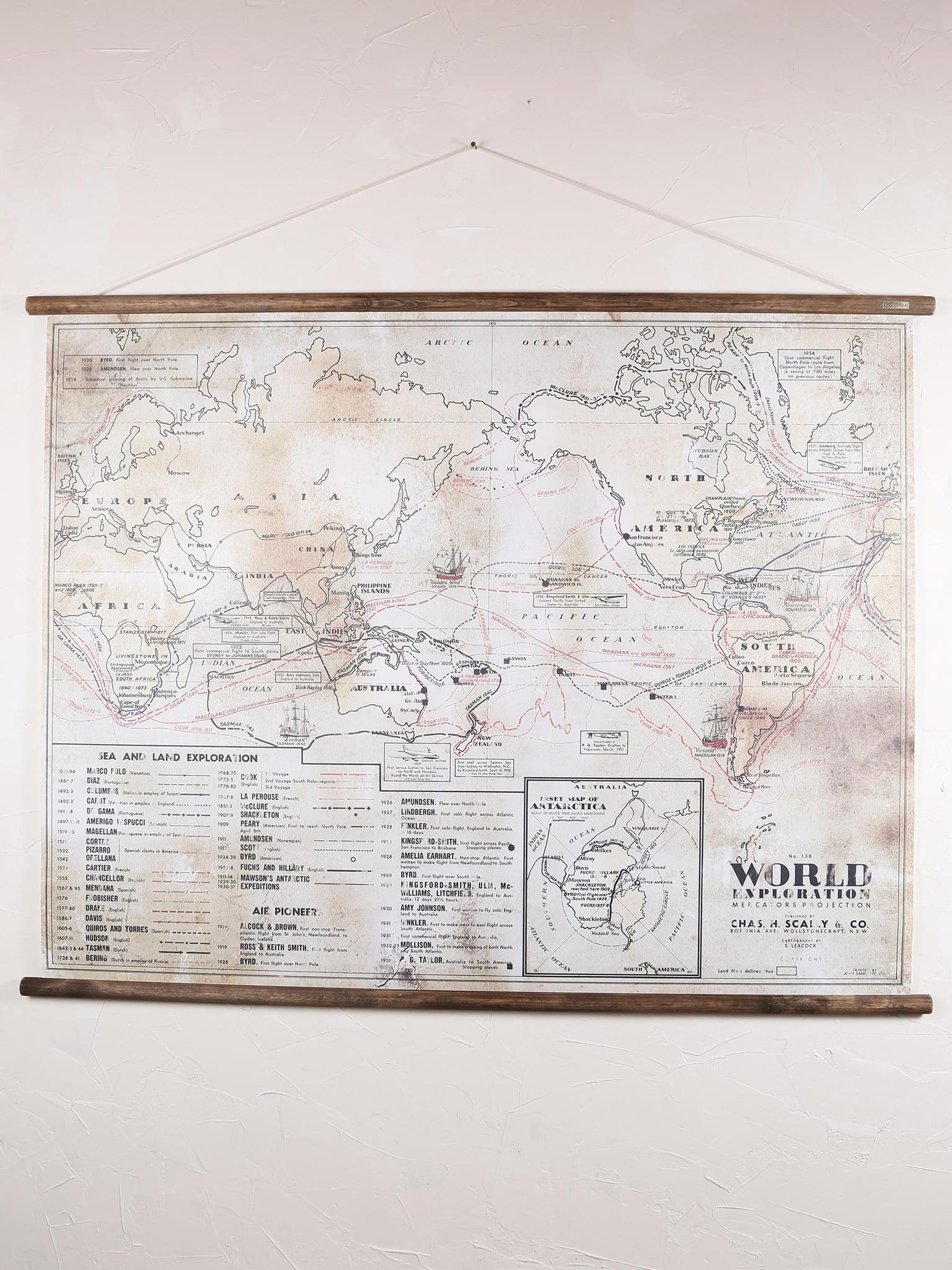 Wall Hanging World Exploration Map - Large