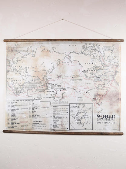 Wall Hanging World Exploration Map - Large