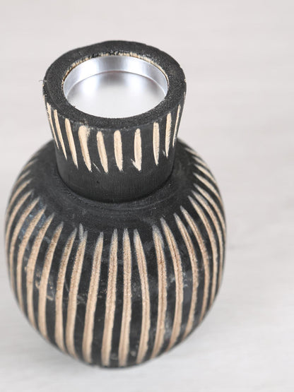 Jordhan Black Natural Wood Candleholder