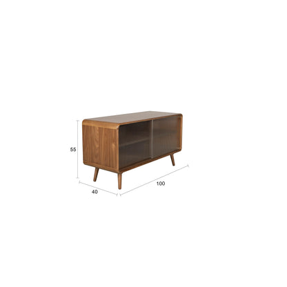 Rise Wood &amp; Ribbed Glass Sideboard - Natural - Medium