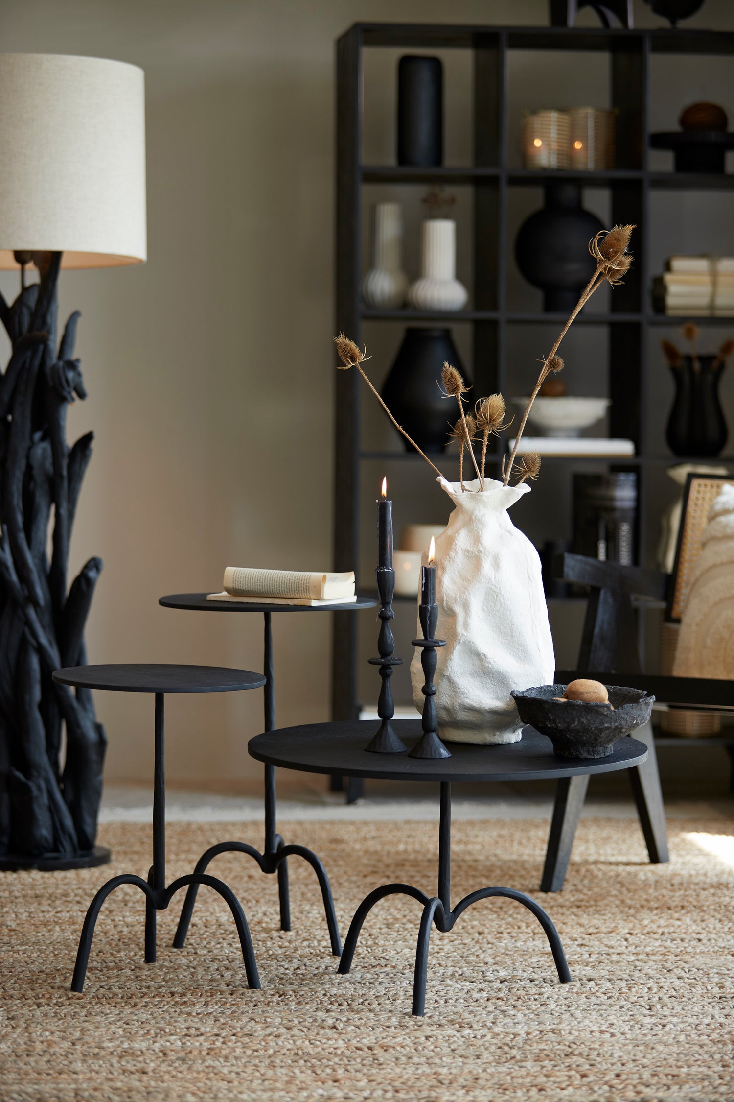 Matt Black Tall Candle Holder - 2 Sizes Available