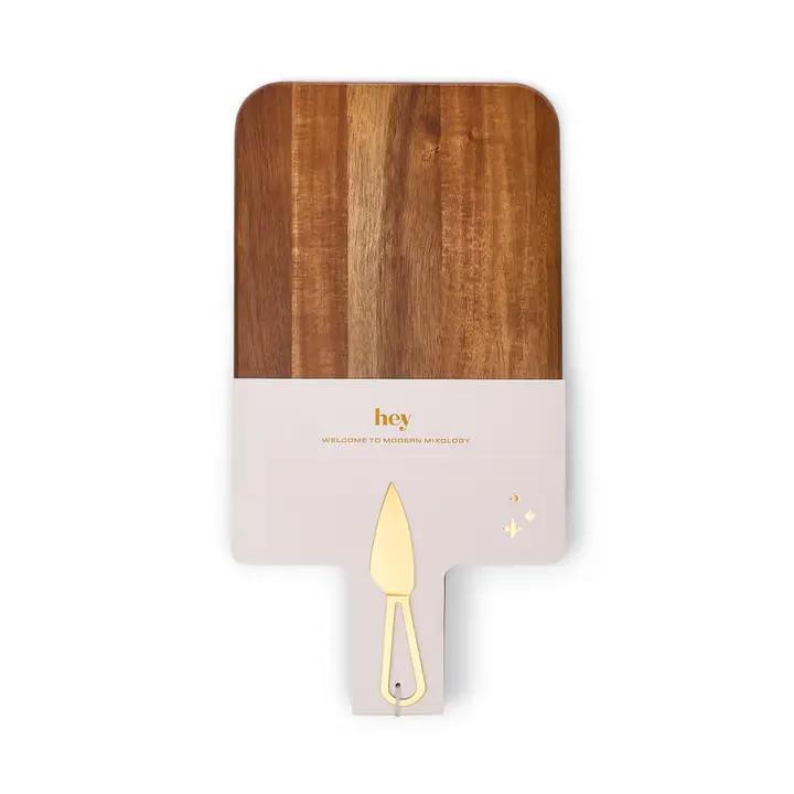 The Garth Cheese Board and Knife Set - Natural Acacia