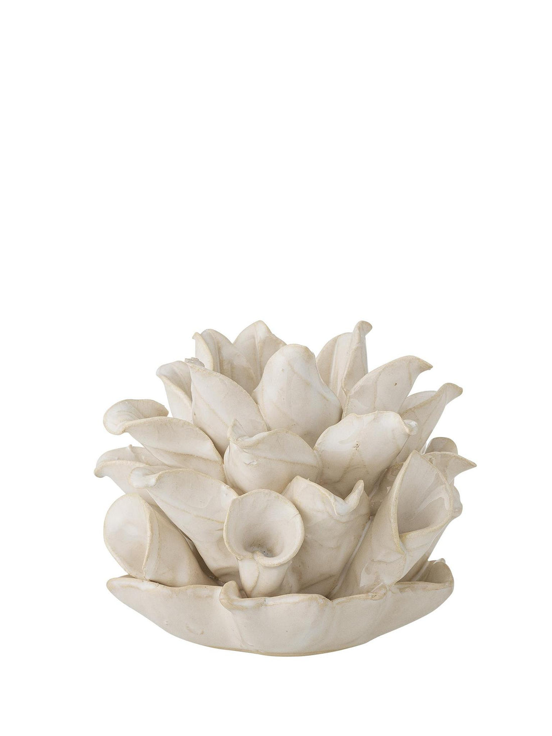 Phyllis Stoneware Flower Candle Holder - White