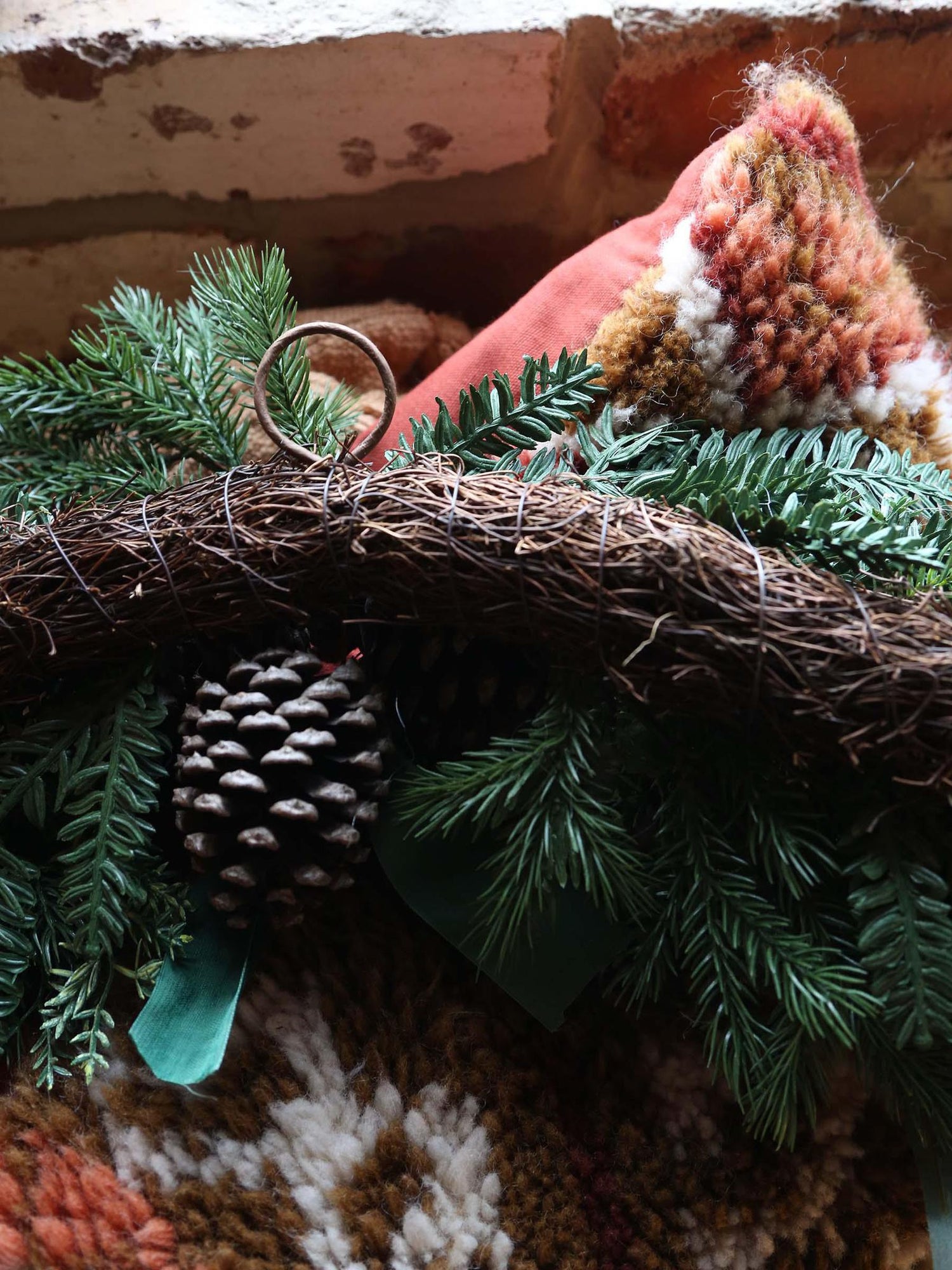 Faux Pine Foliage Bow Swag