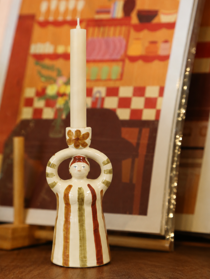 Hand Painted Ceramic Candle Holder Figurine - 2 Designs Available