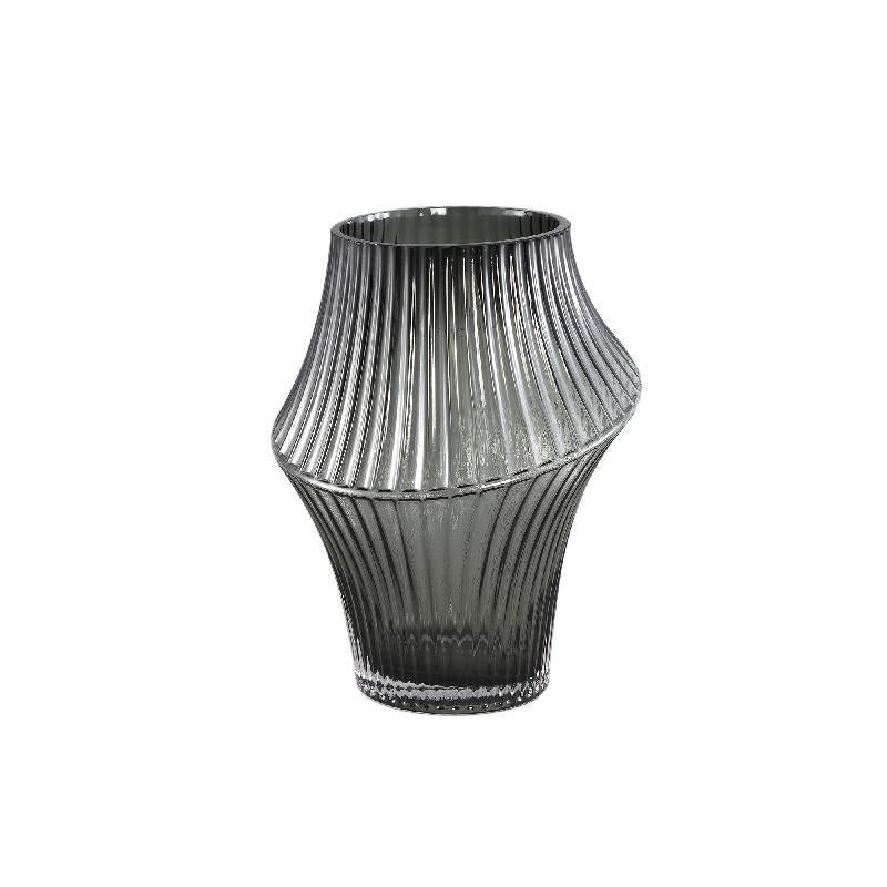 Yulaa Grey solid glass vase oblique