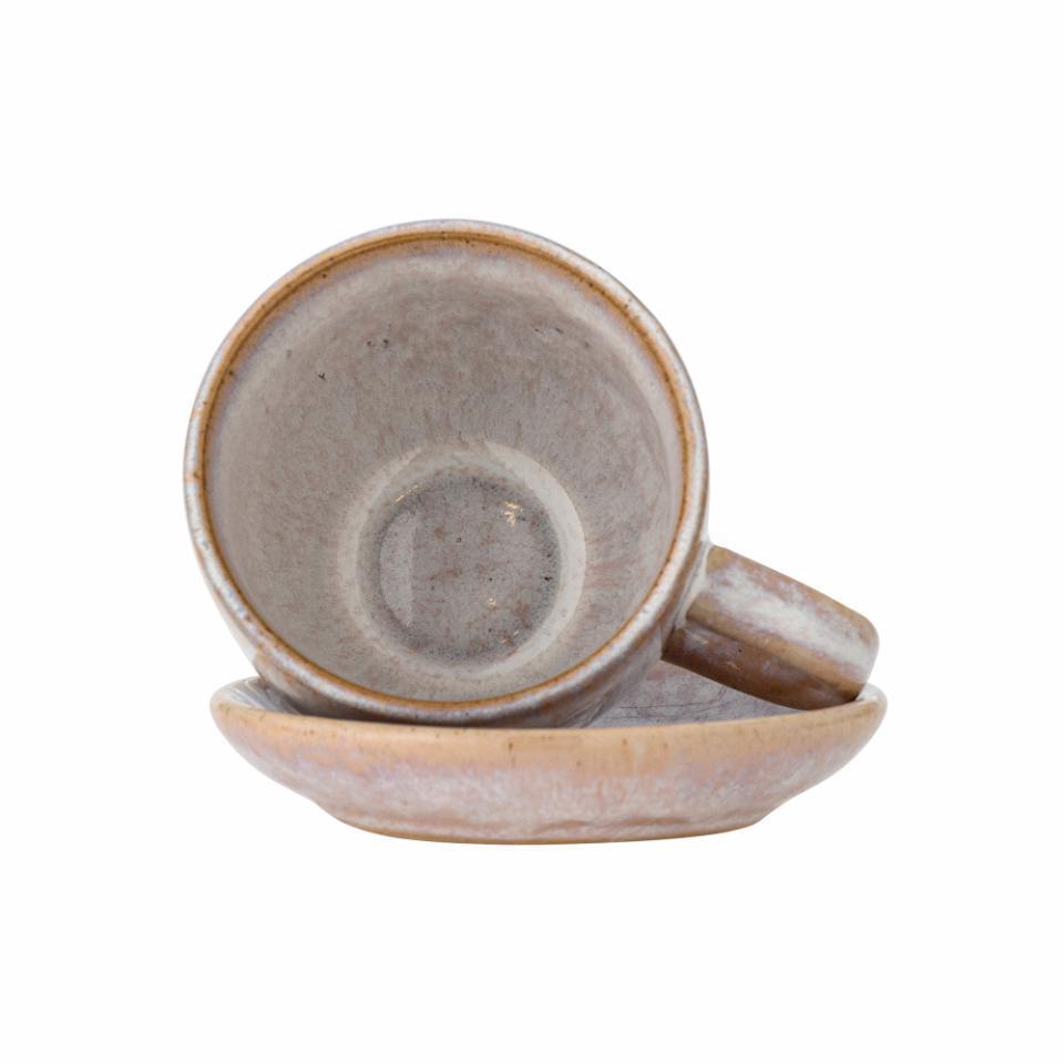 Brenta Ceramic Cup And Saucer - Set of 4 - Rose Stoneware