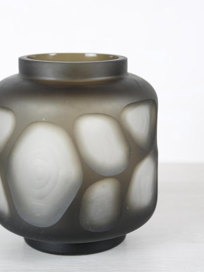 Azize Green Carved Glass Round Vase - 3 Sizes Available