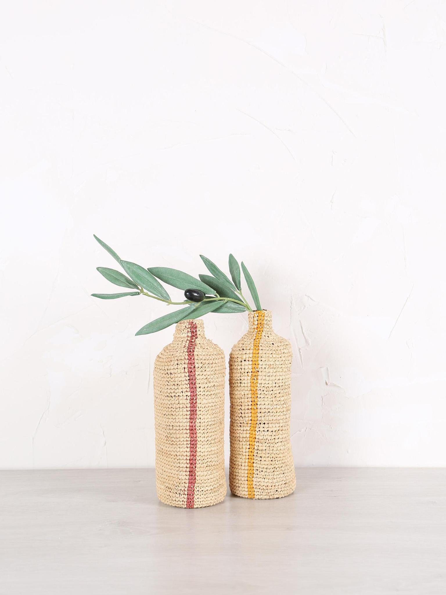 Tall Woven Vertical Striped Bud/Bottle Vase - 2 colours