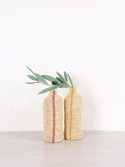 Tall Woven Vertical Striped Bud/Bottle Vase - 2 colours