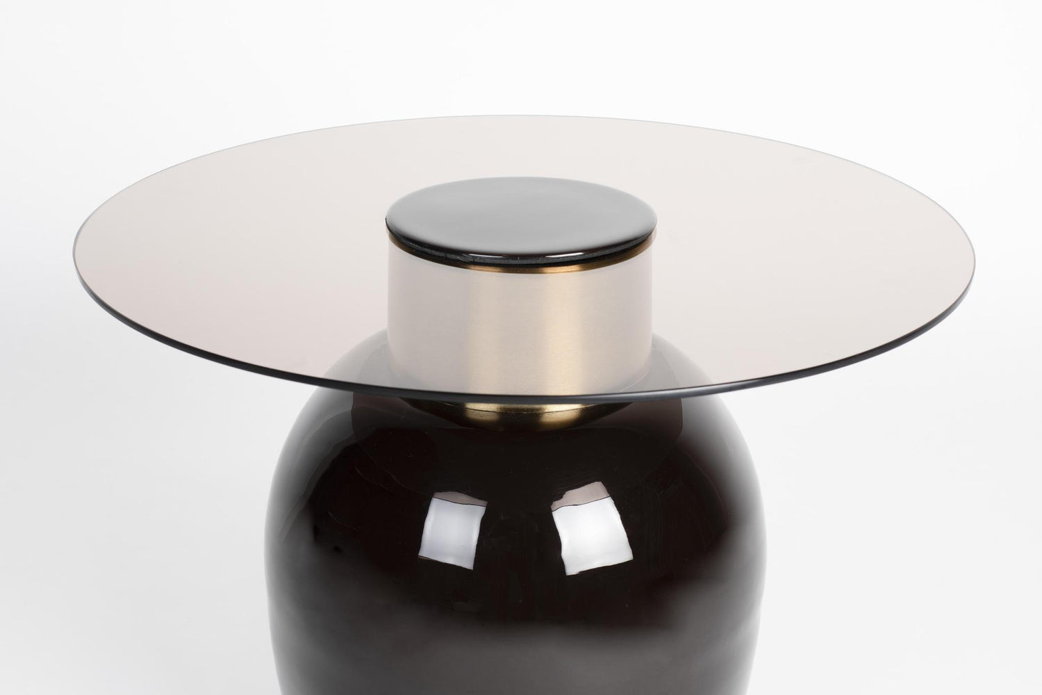 Mohra Enamel &amp; Smoked Glass Side Table - 2 Sizes Available