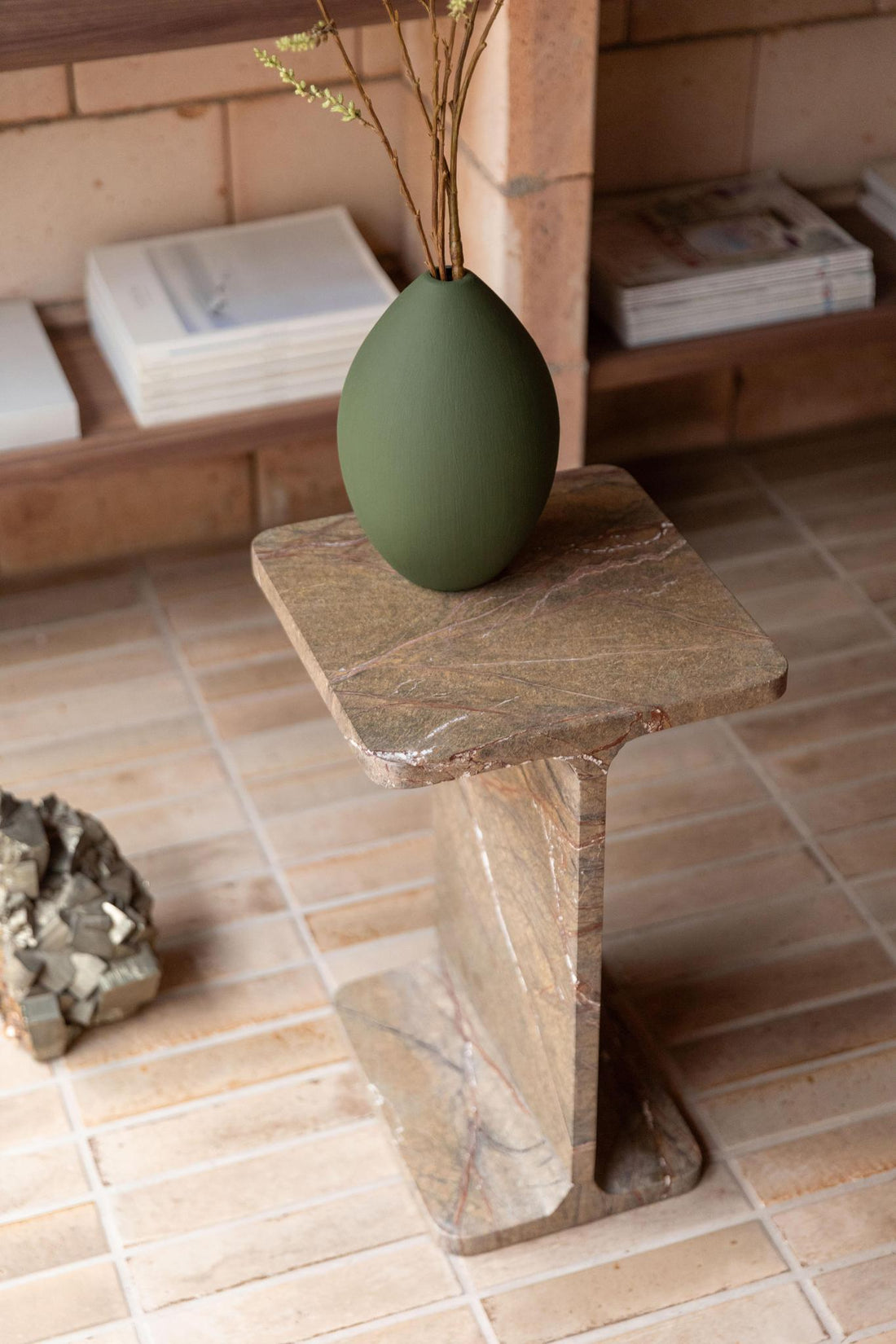 Satpura Brown Marble Side Table