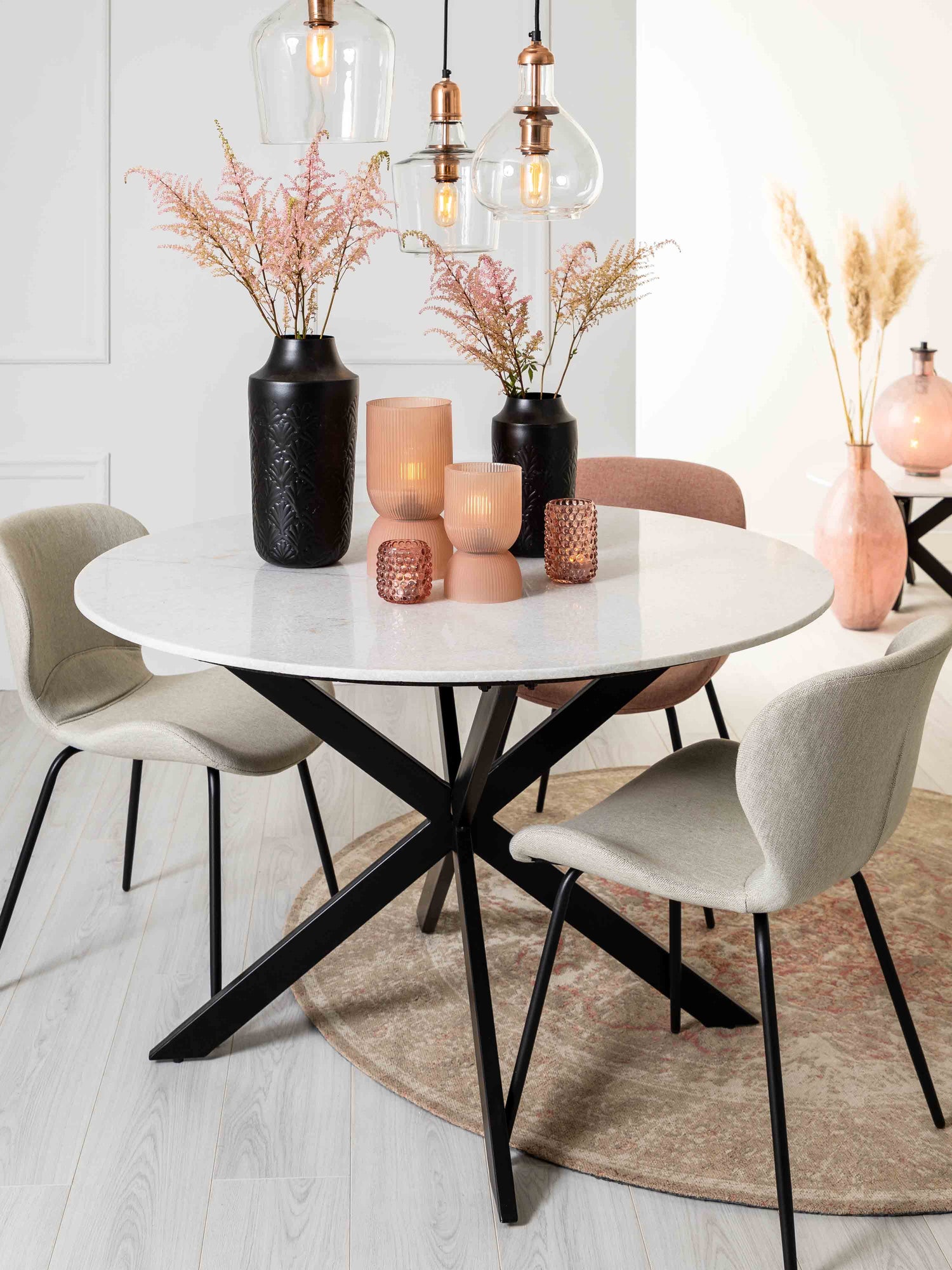 Tomochi Marble Dining Table - White/Black