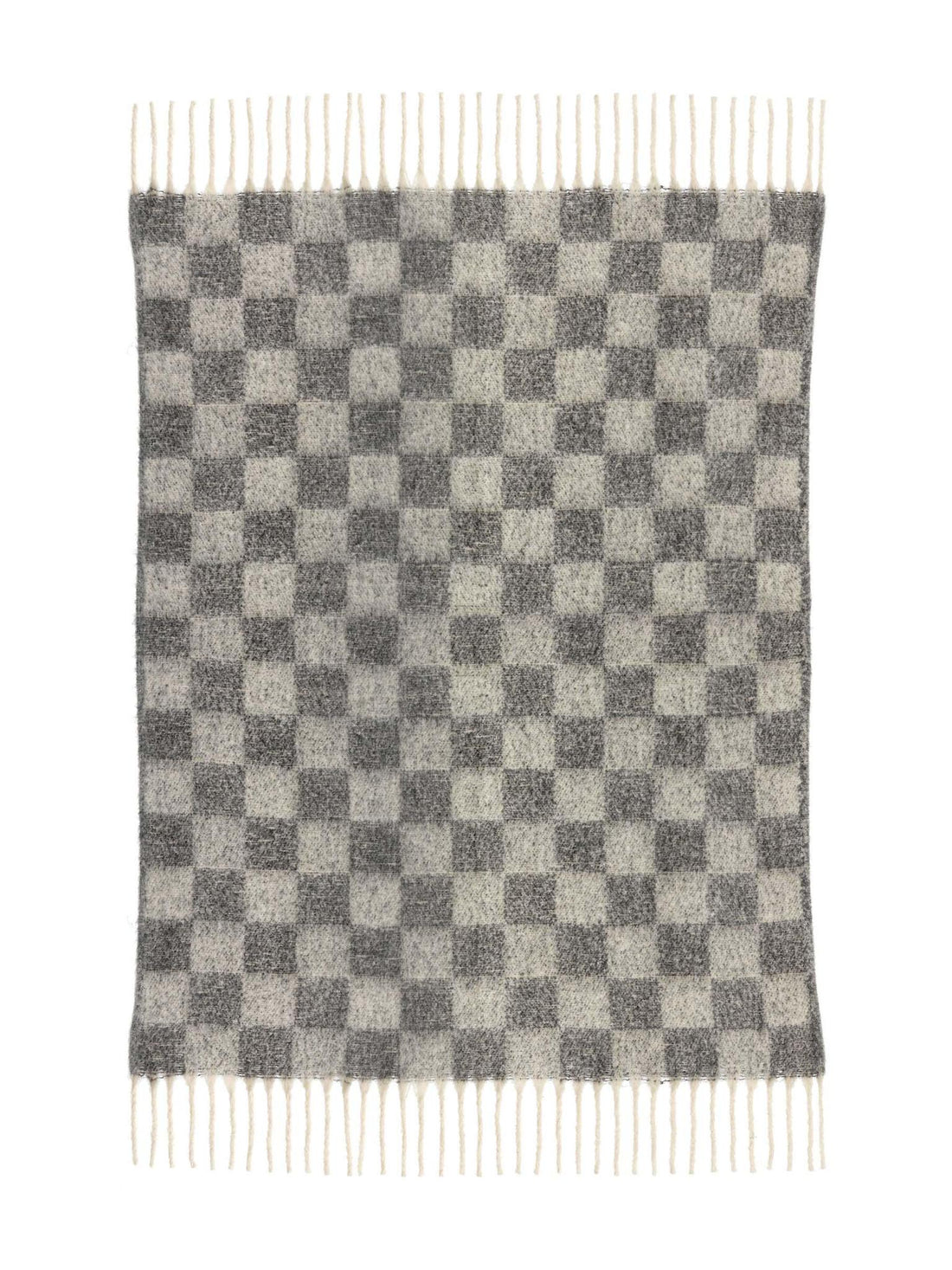 Isabel Recycled Checked Fringed Throw - Ardoise