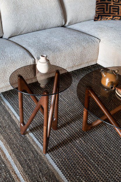 Naia Oak &amp; Glass Side Table
