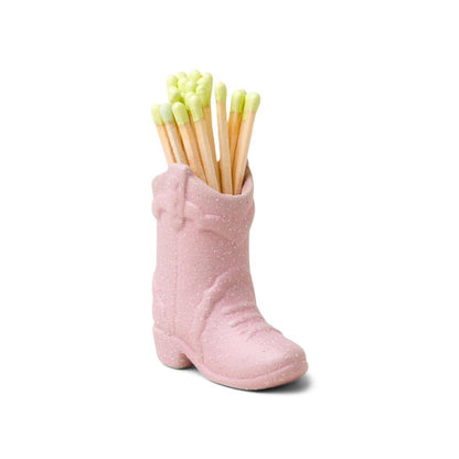 Cowboy Boot Match Holder (25 pink matches) - Textured Pink