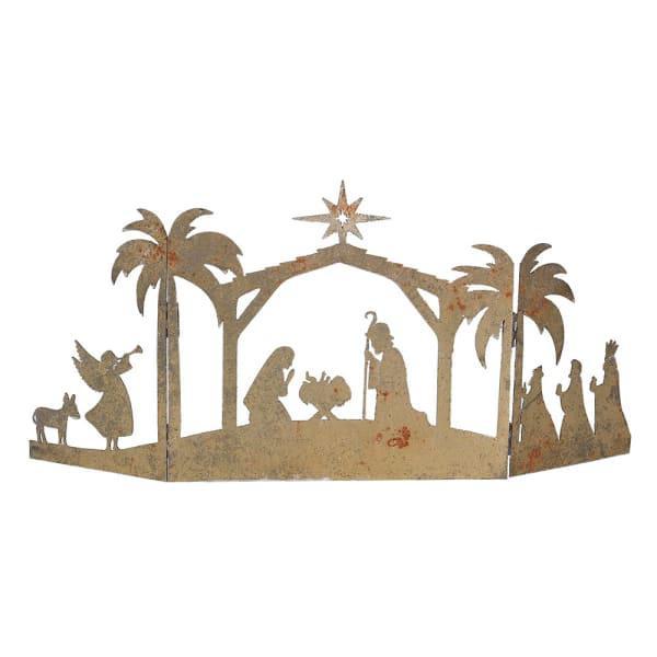 Golden Metal Nativity Scene