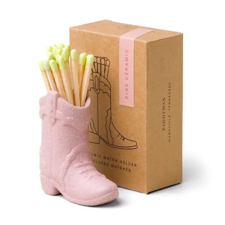 Cowboy Boot Match Holder (25 pink matches) - Textured Pink