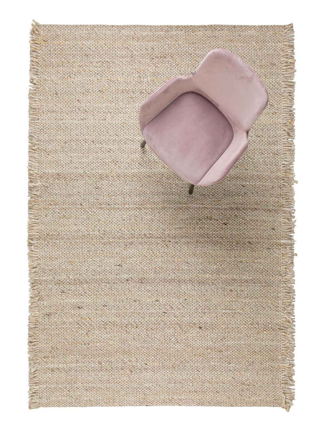 Frills Woven Wool Strand Rug - Beige, Warm Light