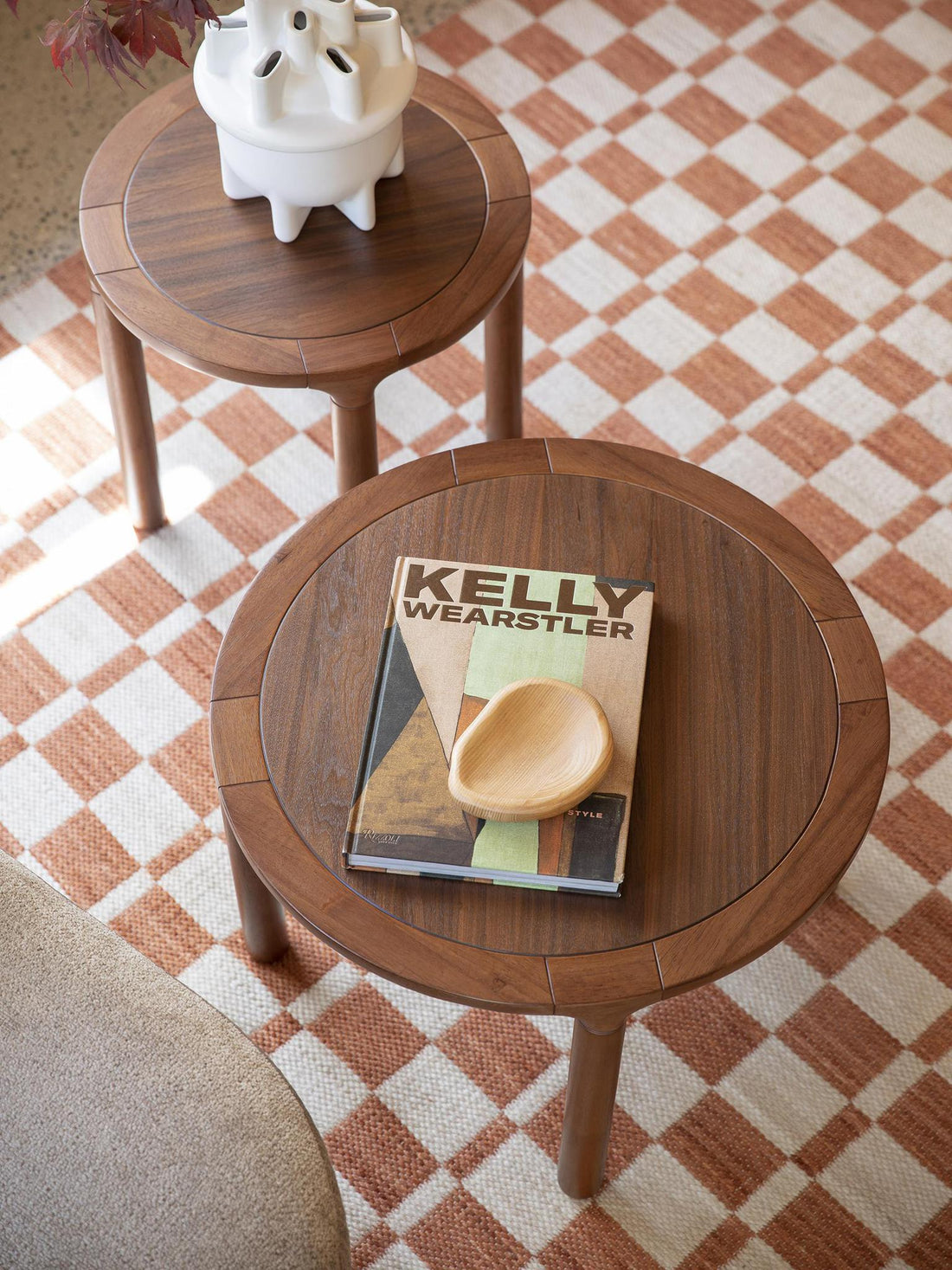 Checker Rug - Rust, Beige