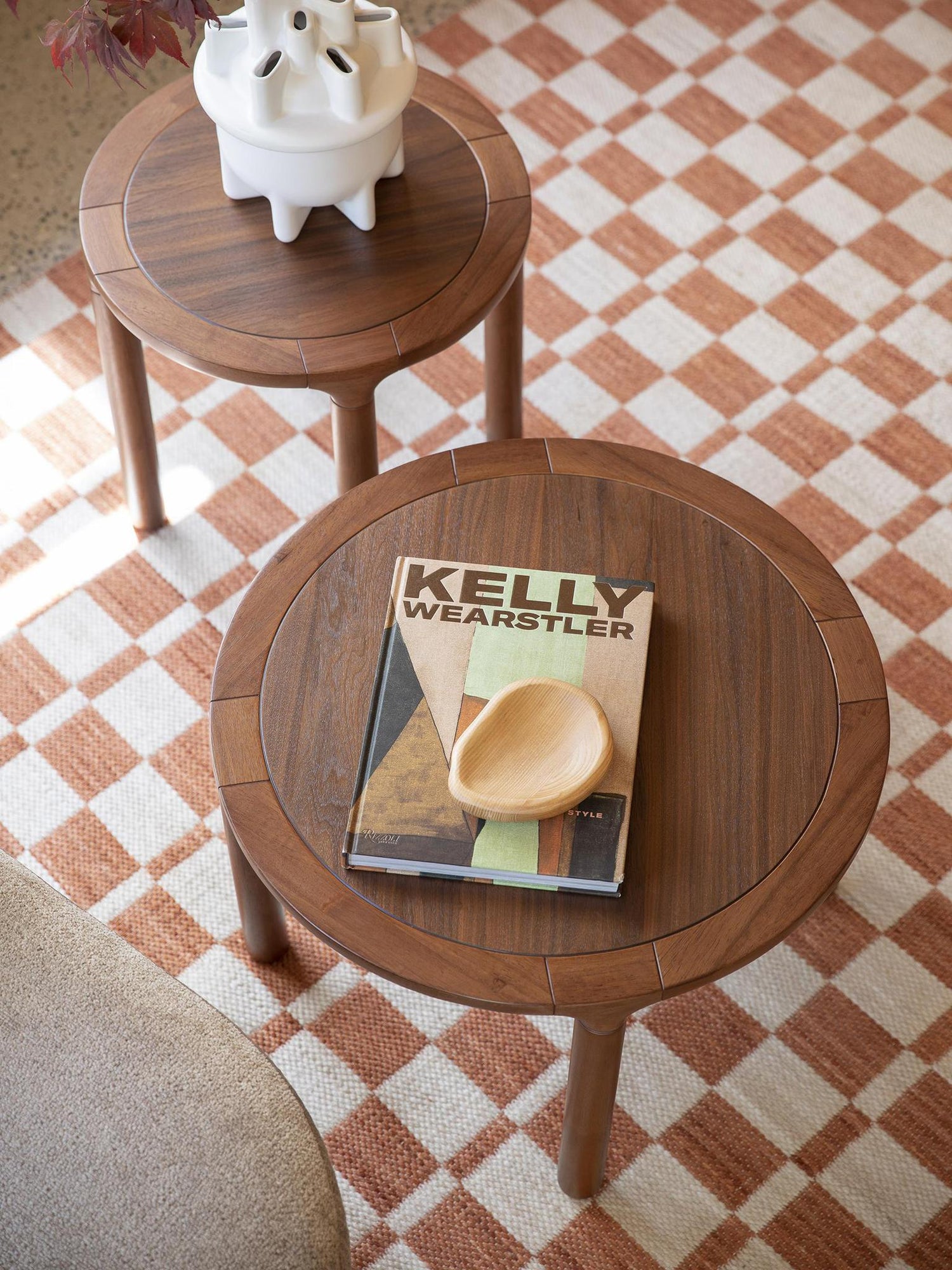Checker Rug - Rust, Beige
