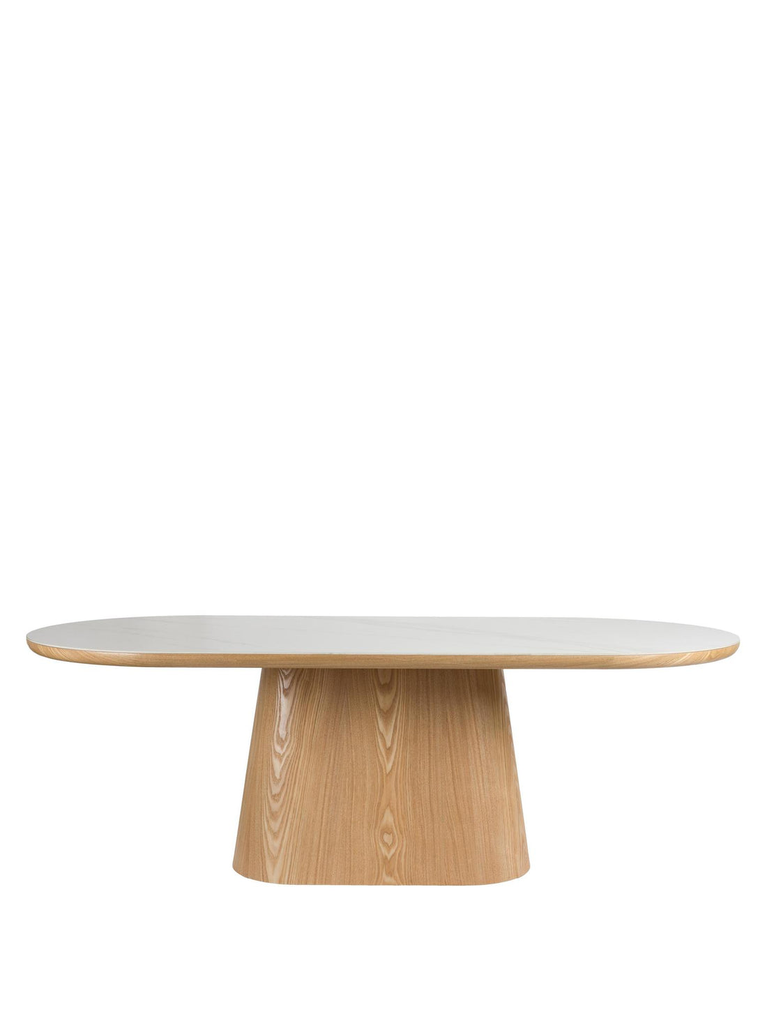 Almira Sintered Stone &amp; Wood Oval Dining Table - Oak - 2 Sizes Available