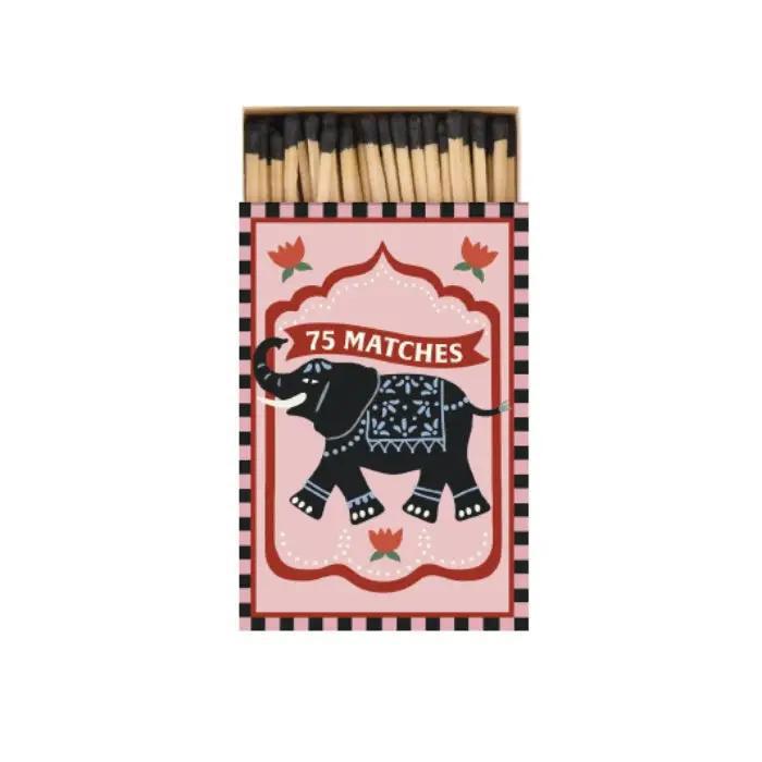 Adopo Boxed matches - Patterned Elephant Print - 75 Matches