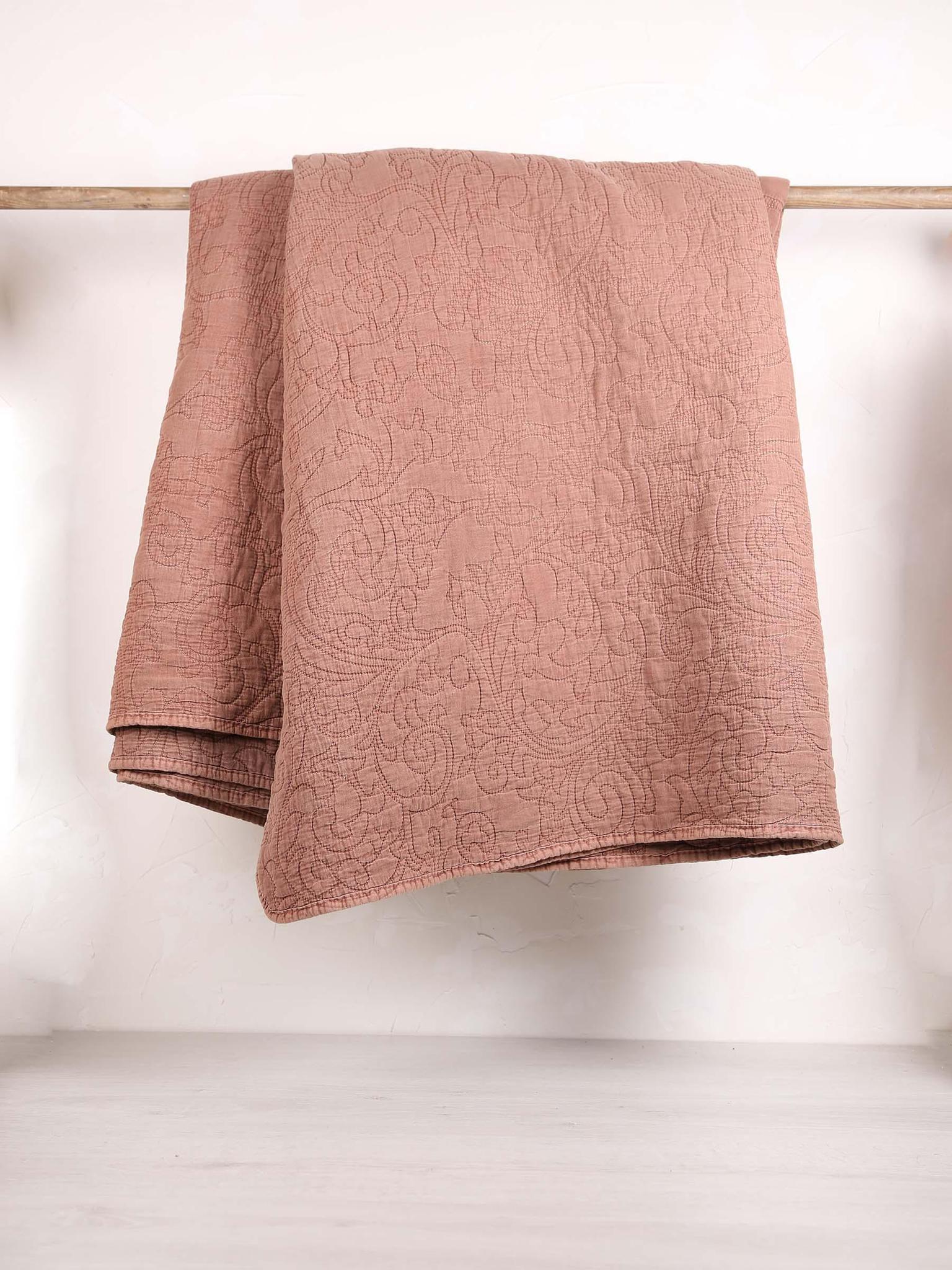 Isabel Quilted Embroidered Bedspread - Colour Options Available