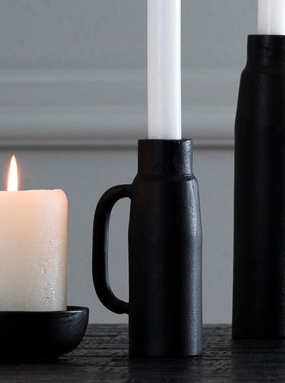 Oppilo Black Metal Candle Holder With Handle - 2 Sizes Available