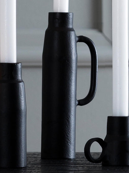 Oppilo Black Metal Candle Holder With Handle - 2 Sizes Available