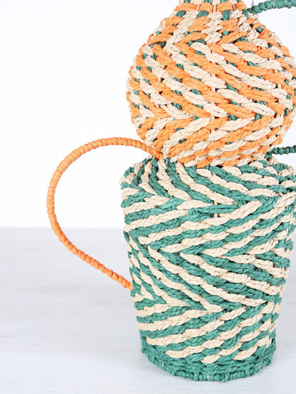 Woven Vase - Turquoise, Orange