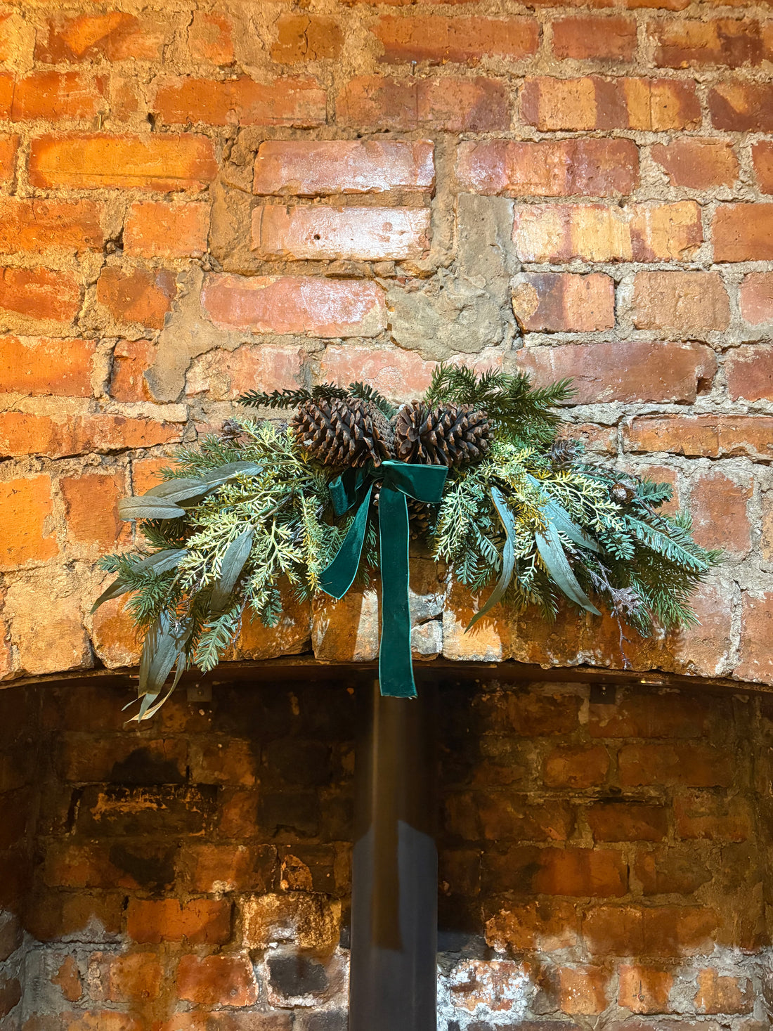 Faux Pine Foliage Bow Swag