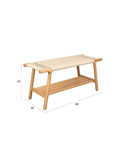 Kintaro Solid Oak, Woven Bench - 2 Colours &amp; 2 Sizes Avilable