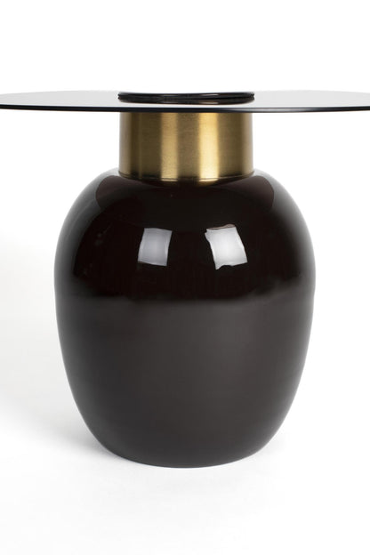 Mohra Enamel &amp; Smoked Glass Side Table - 2 Sizes Available