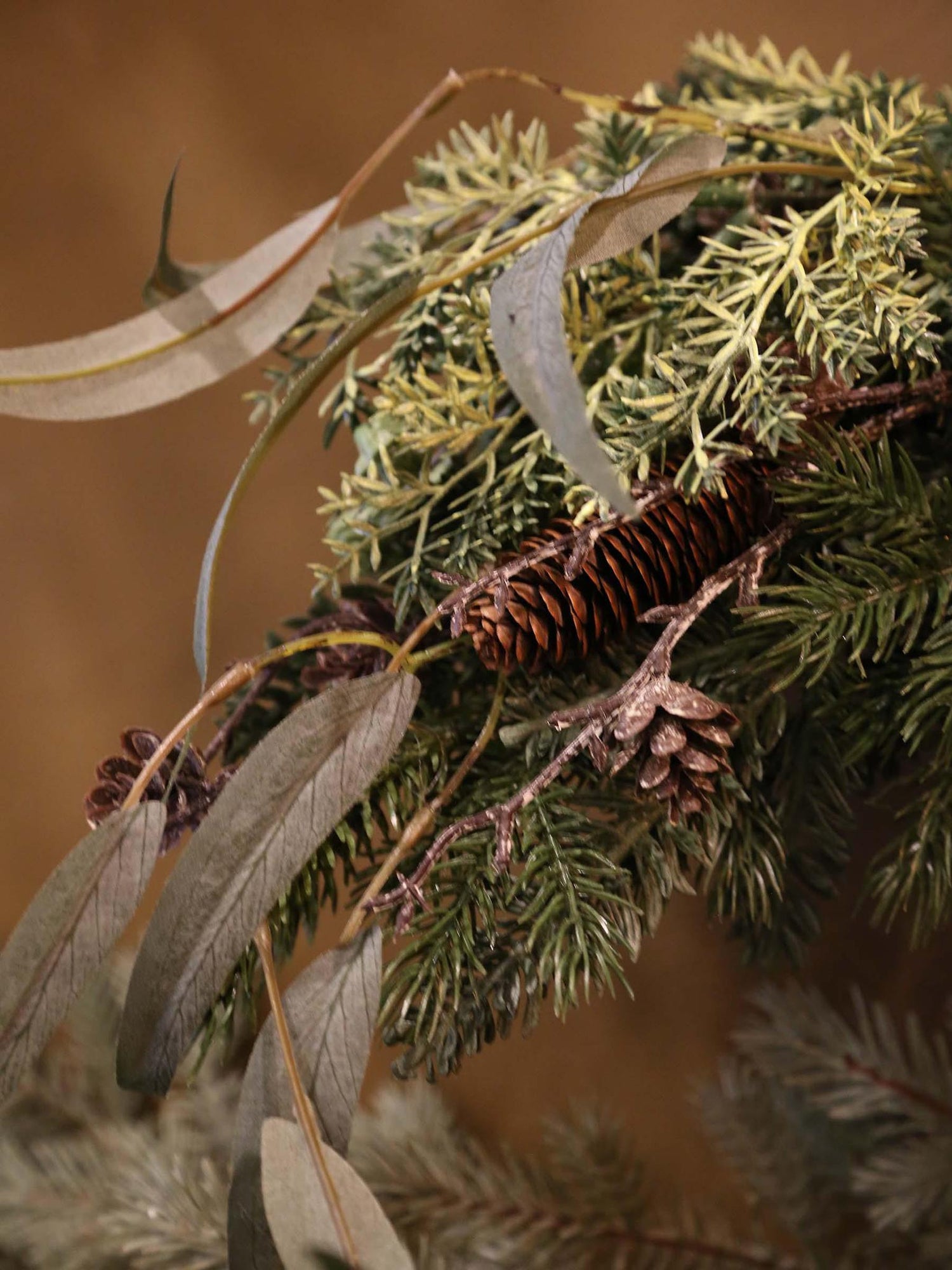 Faux Pine Foliage Bow Wreath