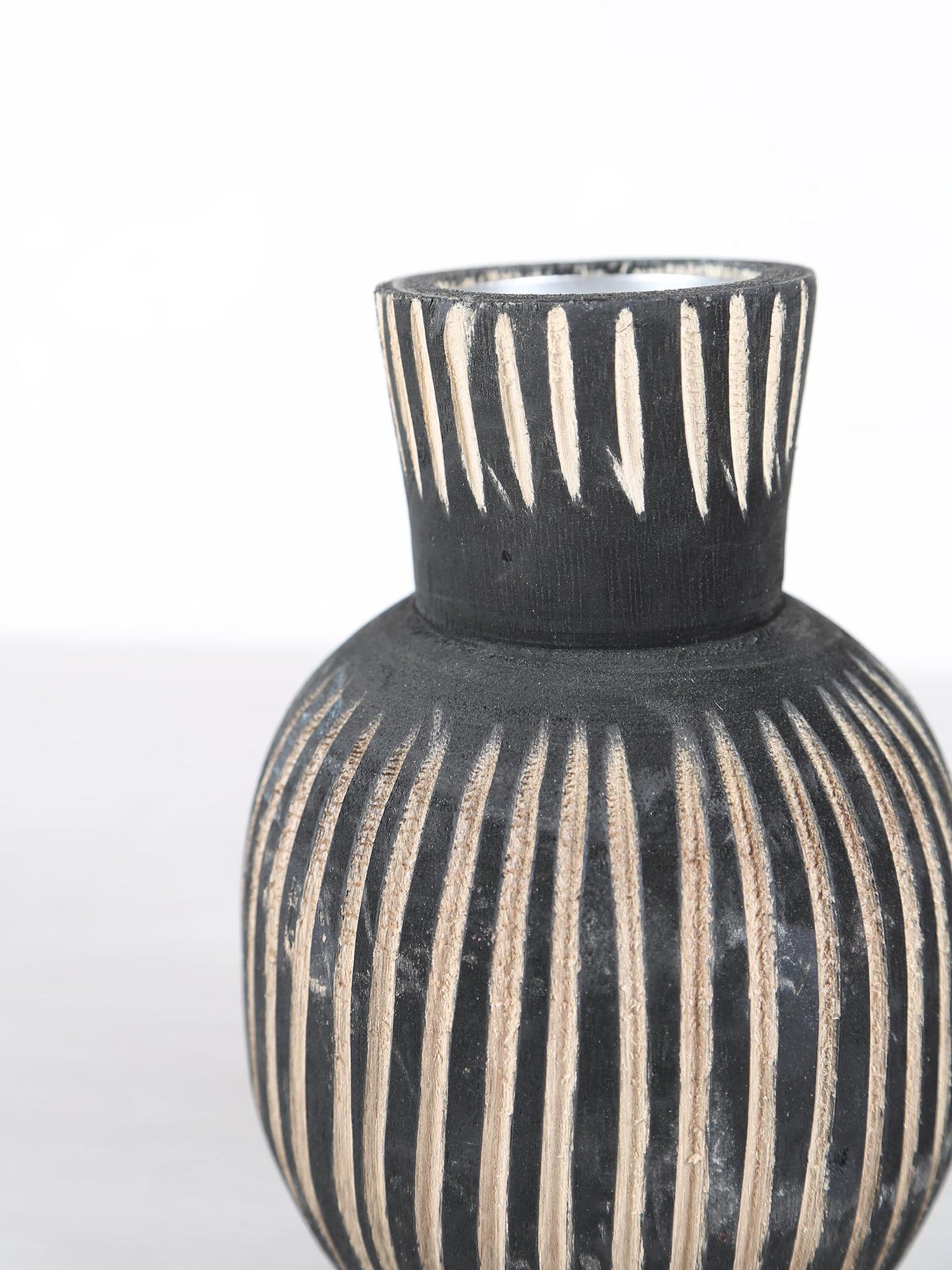 Jordhan Black Natural Wood Candleholder
