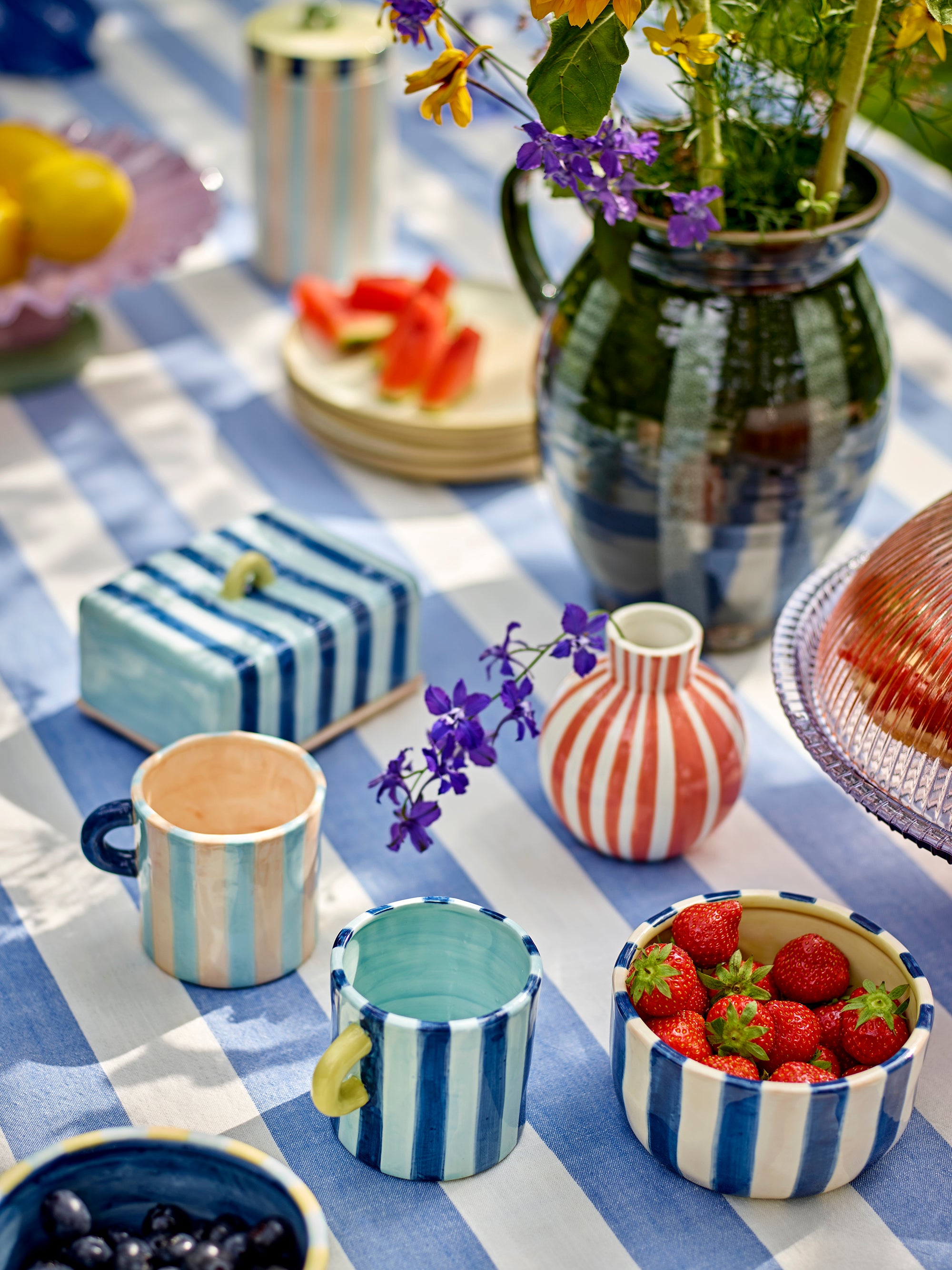 Phoenix Hand Painted Striped Bowl - 2 Colours Available