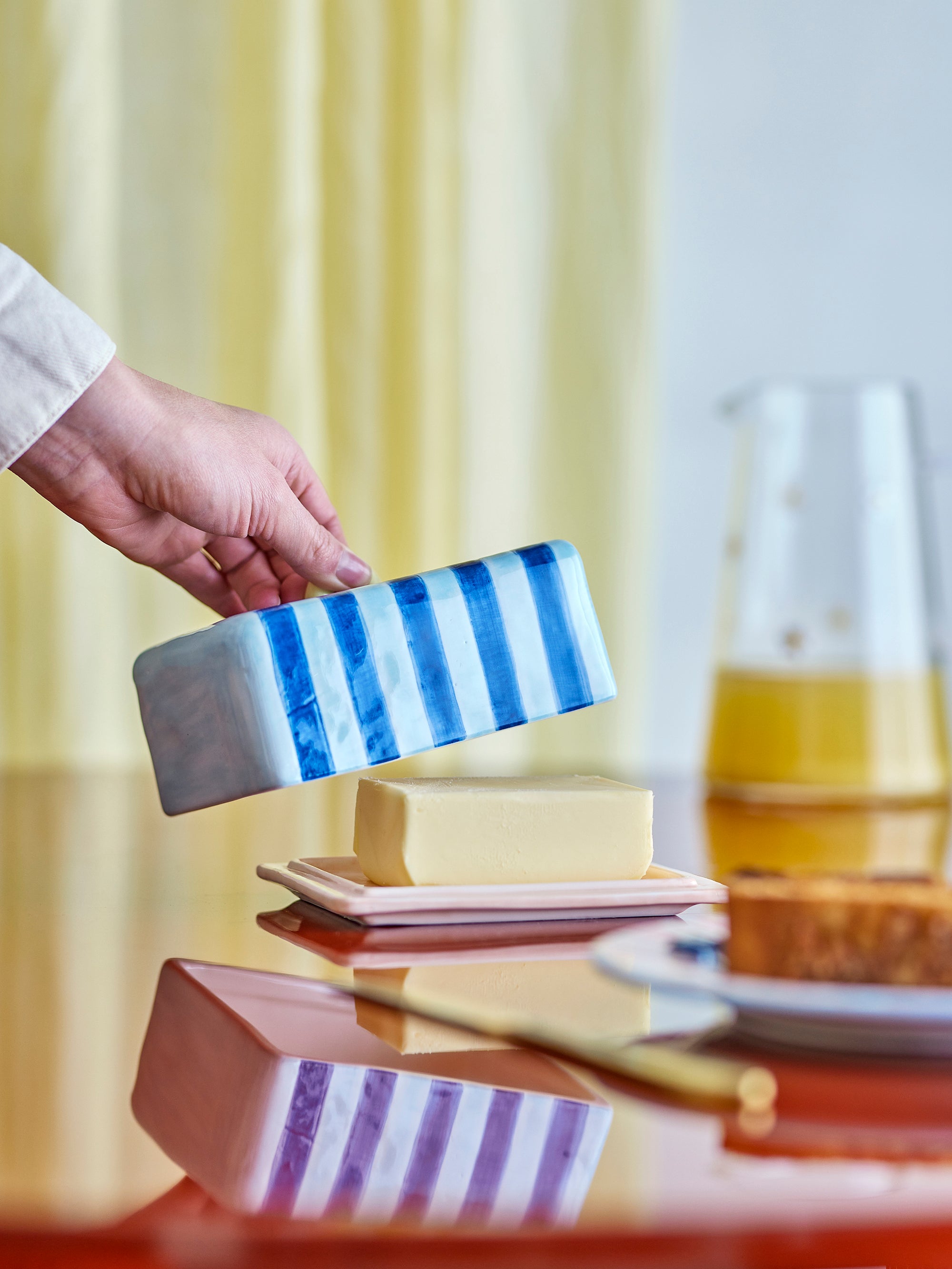 Phoenix Butter Box - Handpainted Striped - Stoneware