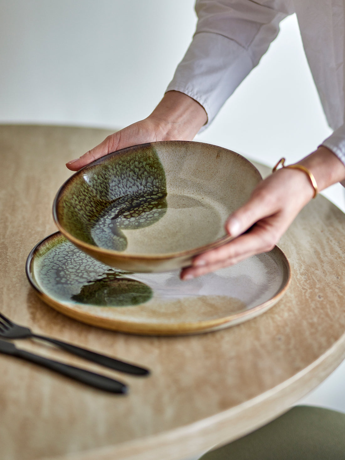 Jules Plate Deep - Green - Stoneware