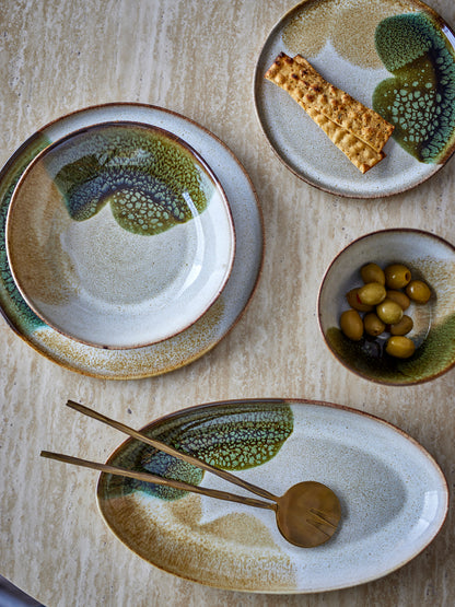 Jules Dipped Serving Plate - Sage Green - Stoneware