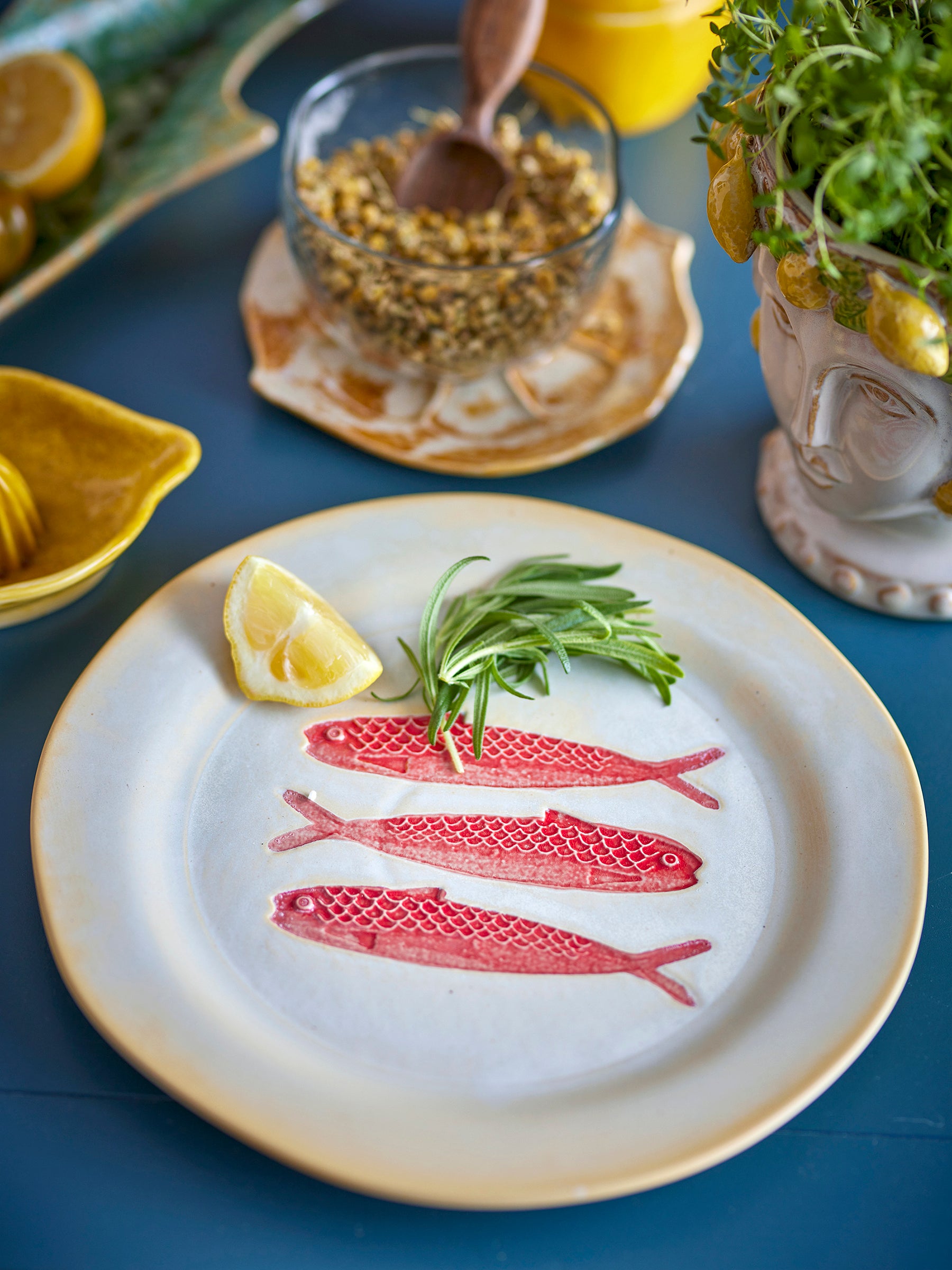 Hadden Plate - Painted Fish - Red - Stoneware