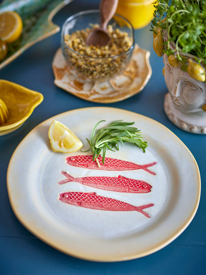 Hadden Plate - Painted Fish - Red - Stoneware