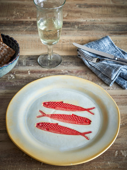 Hadden Plate - Painted Fish - Red - Stoneware