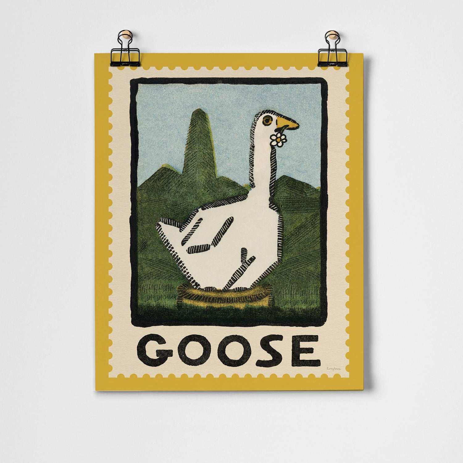 Goose Vintage Stamp  - A3 Giclee Print