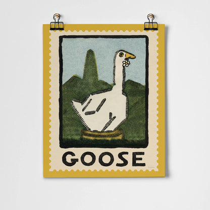 Goose Vintage Stamp  - A3 Giclee Print