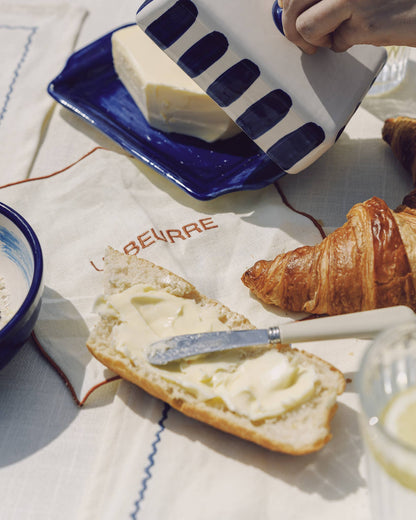 Artisanal Ceramic Butter Dish – Blue &amp; White - Blue Coast