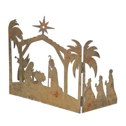Golden Metal Nativity Scene